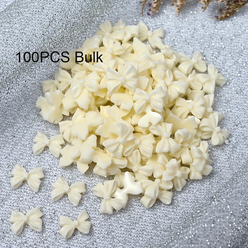 50/100 pezzi Rosa Bianco Kawaii Fiocco Ciondolo per Unghie 3D Resina Fiocco Flatback Gemme per Unghie 8*10mm Strass Gioielli per Nail Art #Papillon