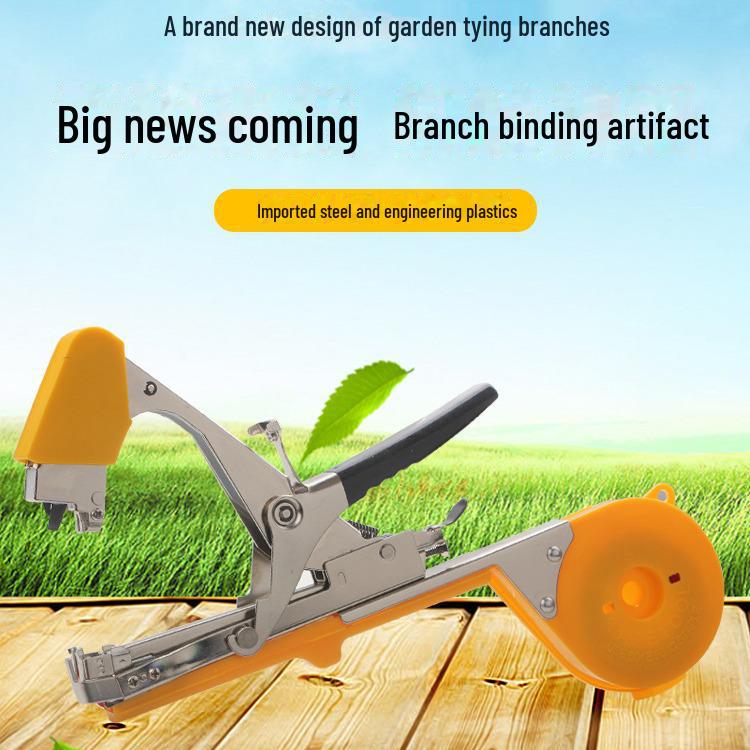DIY Branch & End Tying Machine Set - Includes Tomato/Cucumber Tie Machine, 10 Straps & Box of Nails