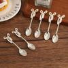 6 Pieces Coffee Spoon Set Swan Base Holder Stainless Steel Spoons Dessert Spoon Set  Fruit Dessert