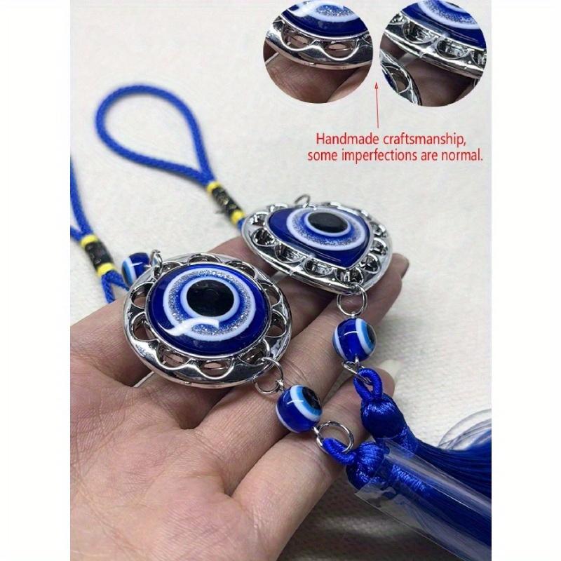 1PC Blue Evil Eye Tassel Car Charm Vintage Metal Heart Shaped Pendant Holiday Birthday Party Gifts & Home Decor Crafts, Home Decor, Room Decor