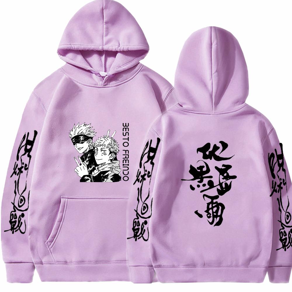 Hot Japan Anime Jujutsu Kaisen Gojo Satoru Graphic Hoodies Oversized Hooded Vintage Long Sleeves Cotton Hoodie Men Women Clothes