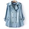 Women Denim Cape Coat Female Jacket Autumn Double Breasted Jackets Lady Windbreaker