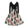Women's Casual Fashion Long Sleeve Christmas Graphic Printed Vintage Long Dresses