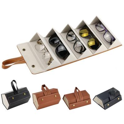 Sunglasses Storage Box Button Closure Travel Supply Wear-Resistant 3/5 Grid Eye Glasses Storage Case Useful Space-saving Wear-Resistant