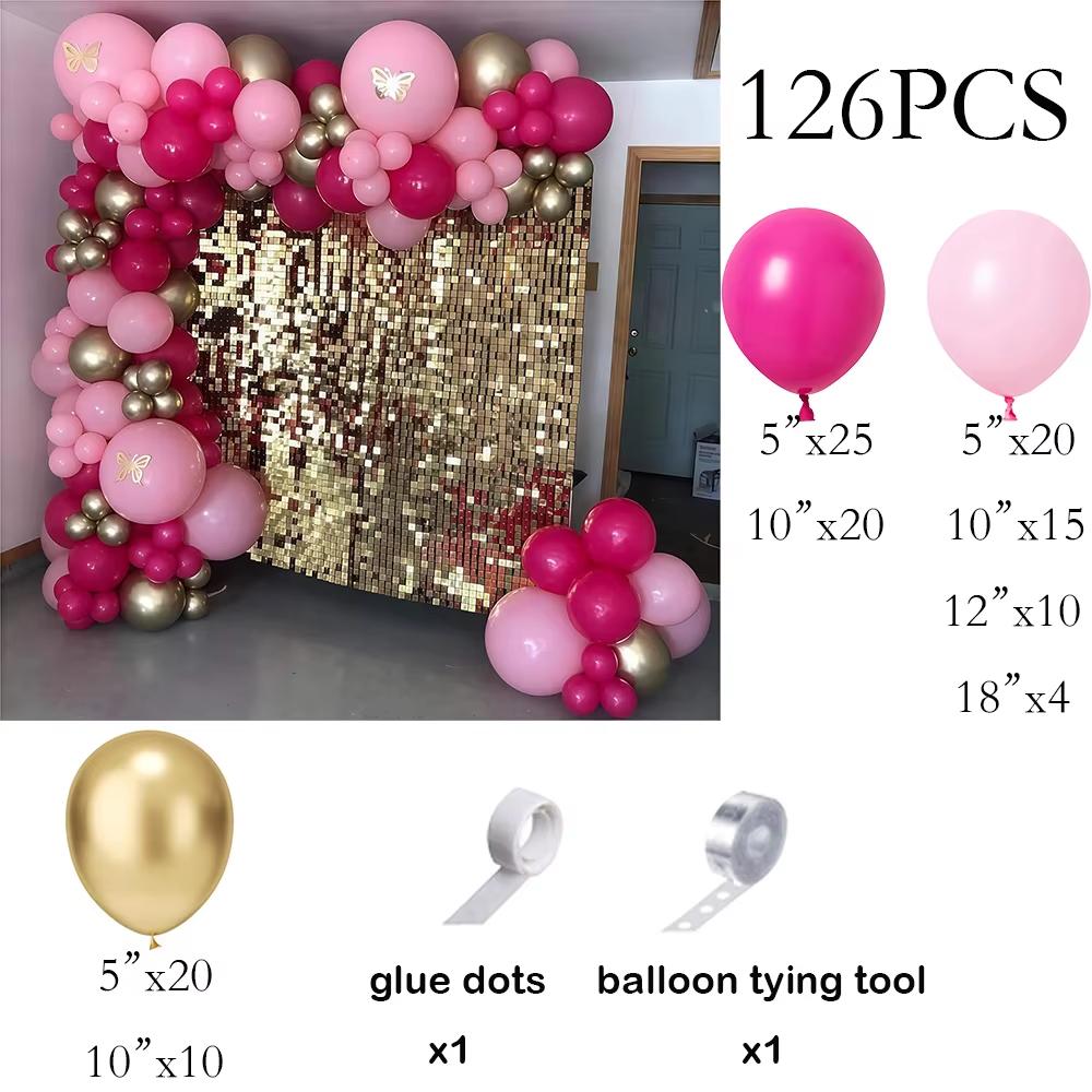 Rose Pink Balloons Garland Arch White Gold Confetti Balloon Kit Baby Shower Wedding Anniversary Birthday Party Decoration Globos