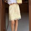 Damen Spitzenbesatz Satin Minirock 2026 Frühling Y2k Spitzensatin A-Linie Halbslip Kurzer Rock Süß Hohe Taille Unterrock