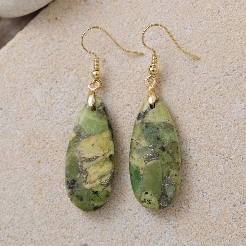 Luxury High Quality Natural Emperor Stone Water Drop Earrings Earrings European and American Popular Retro Jewelry