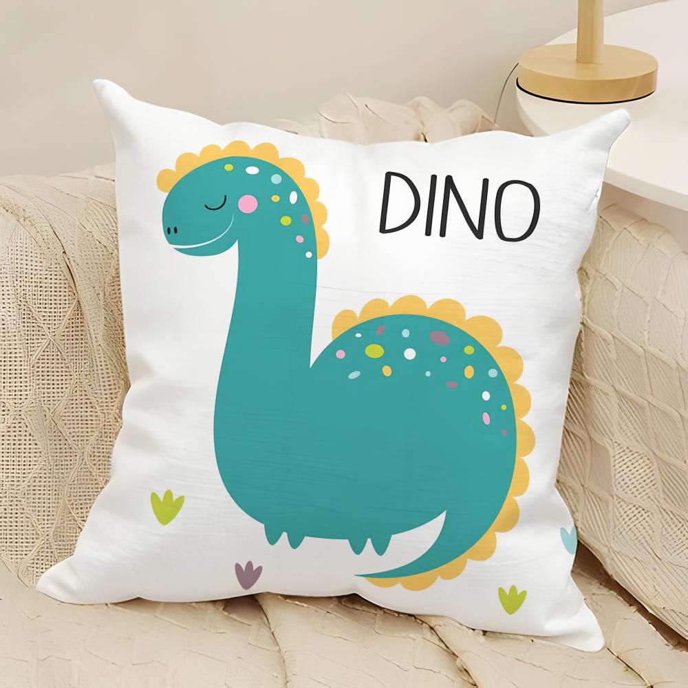 Cute Jurassic Dinosaur Pillow Case Natural Linen Double-Sided Printing Sofa Home Decor Cushion Cover