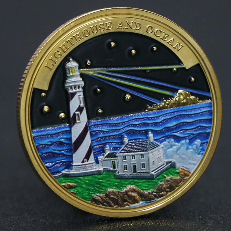 Высокий рельеф, маяк, посеребренные commemorative coins, commemorative medals, coins, craft ornaments золотой