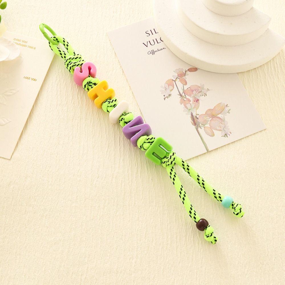 Lucky Letter Mobile Phone Lanyard Colorful Beaded Tassel Pendant  Home Decoration