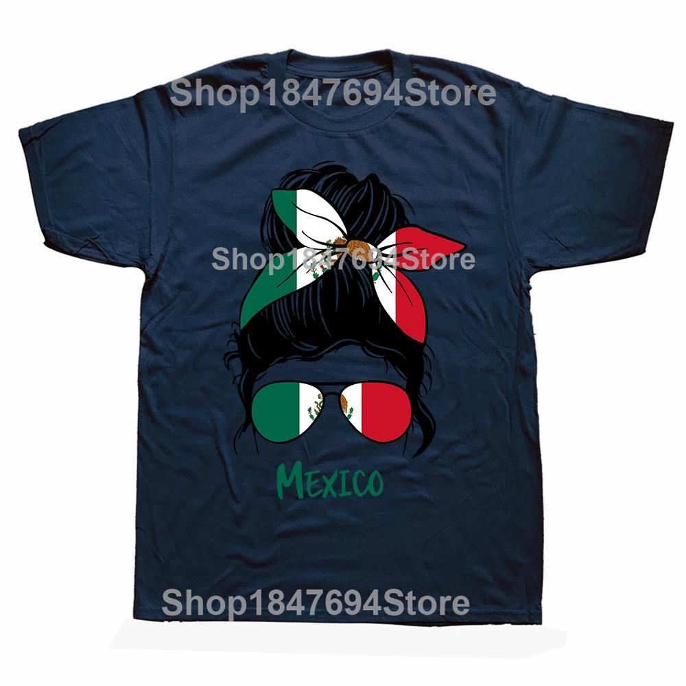 Funny Mexican Girl Hair Flag Mexico Pride T Shirt Tee Tops Round Neck ShortSleeve Fashion Tshirt Clothing Casual Basic Tshirts