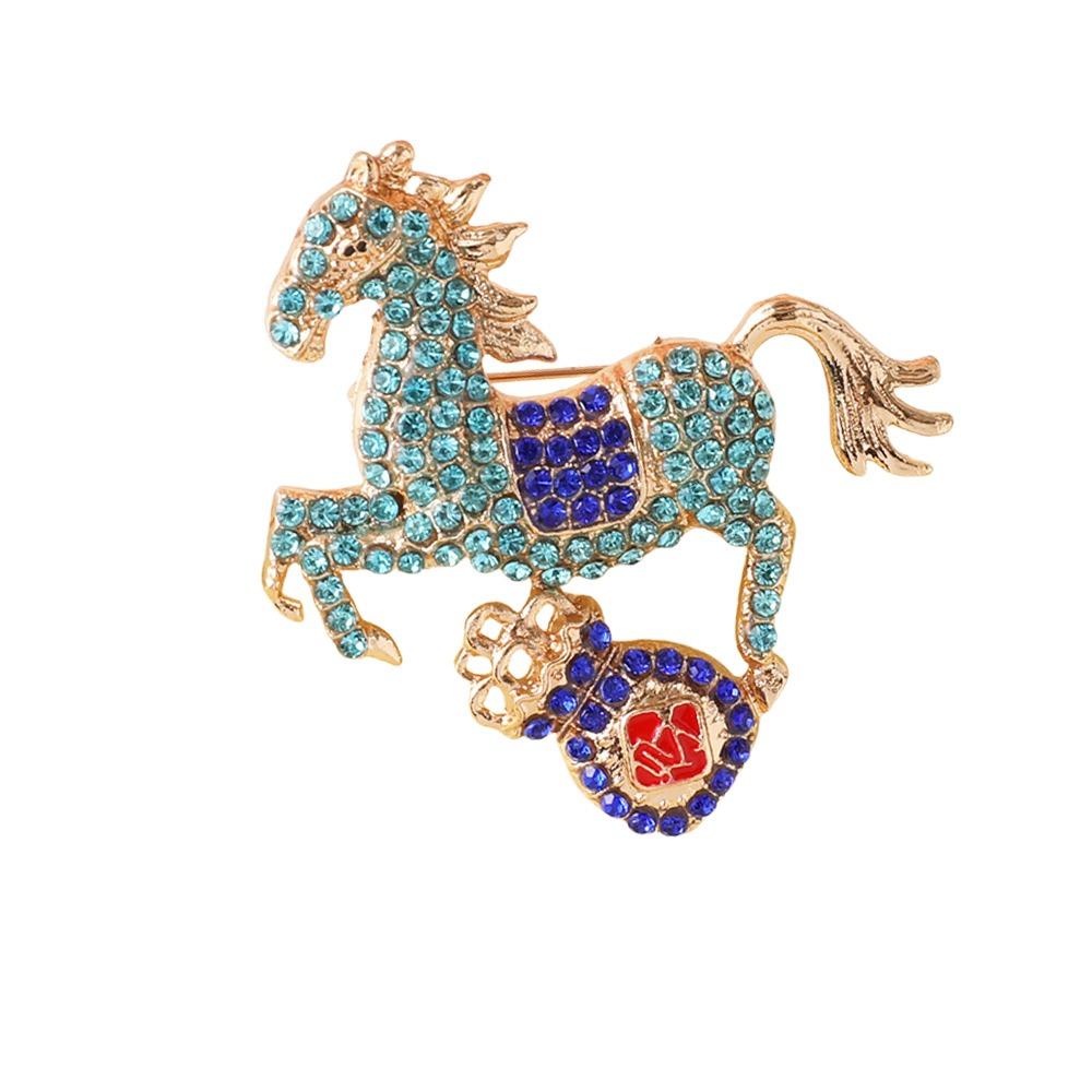 Rhinestones Running Horse Brooch Decorative Zodiac Animal Badge Brooch Pins  Jewelry Accessories
