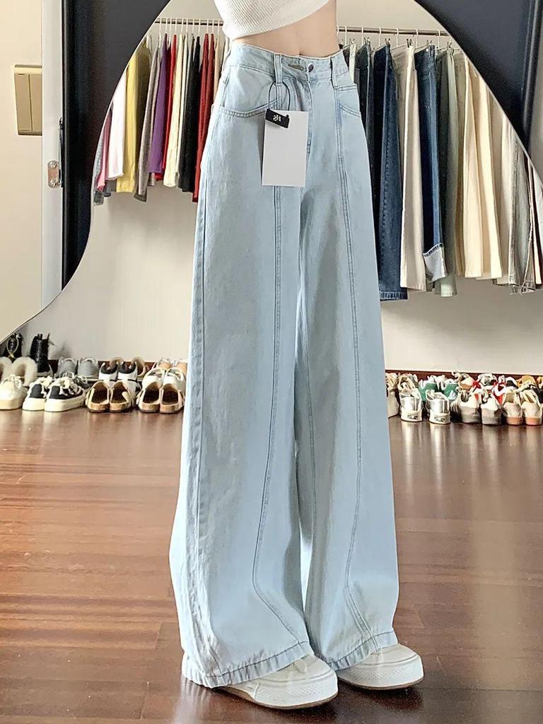 Women’s 2026 High-Waisted Light Jeans: Retro, Slimming, Loose, Versatile Wide-Leg Pants