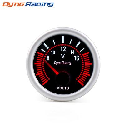 Dynoracing 2'' 52mm Universal Smoke Lens Voltmeter Λευκό LED 8-16V Μετρητής τάσης αυτοκινήτου