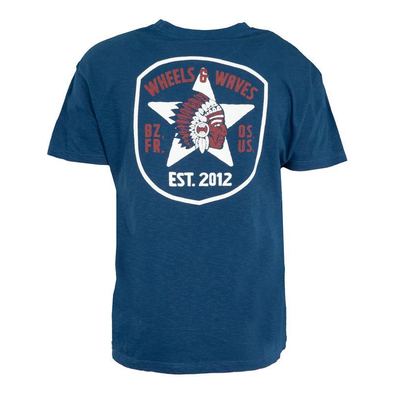 Men's Basic T-shirt with Star Print On the Back WHEELS AND WAVES