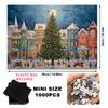 1000Pcs Christmas Puzzle - Winter Street Scene With Giant Christmas Tree,15X10 Inch Family Activity Adult Hobbyists