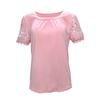 Damenmode Sommer Neu Lässig Rundhals Kurzarm Spitze Plissee T-Shirt Top