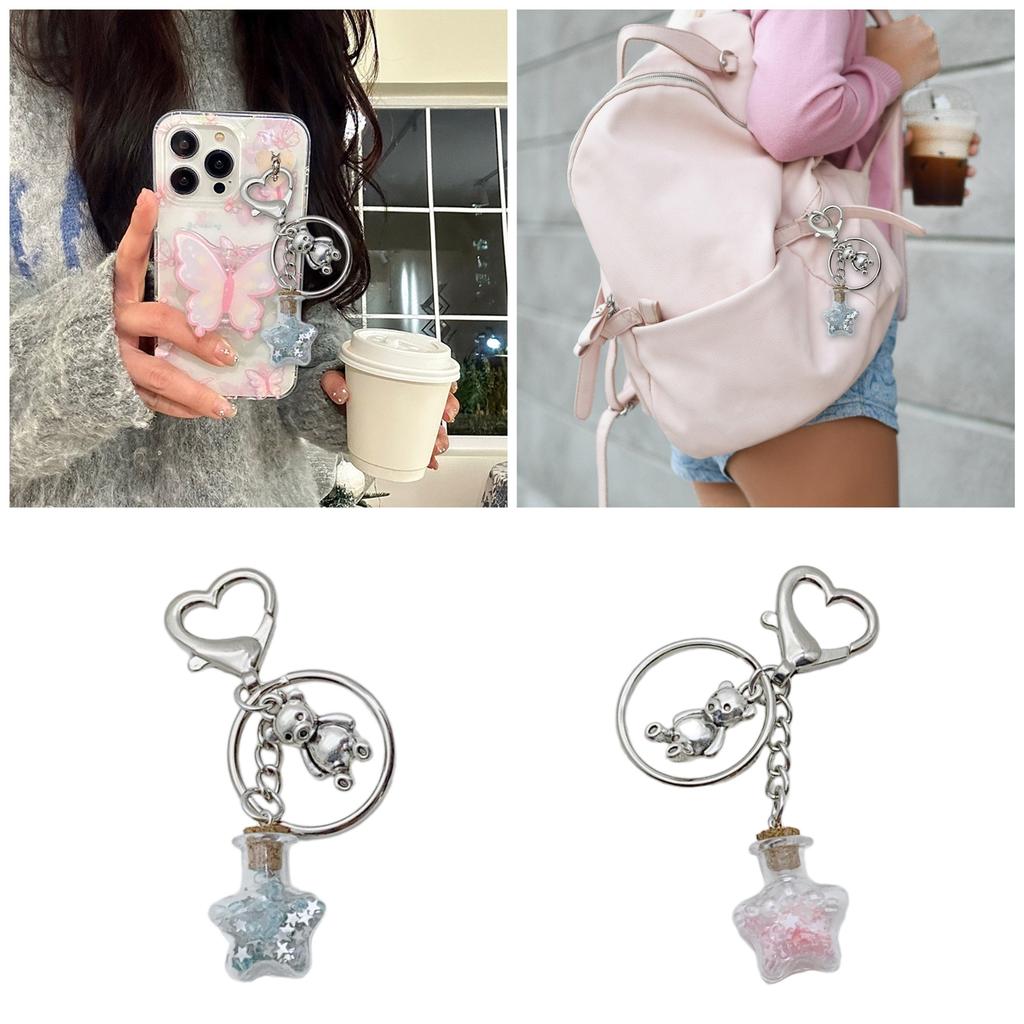 Heart Key Charm Elegant Keyrings Charm Fashion Key Accessories Star Bottle Bag Charm Suitable for Various Occasion