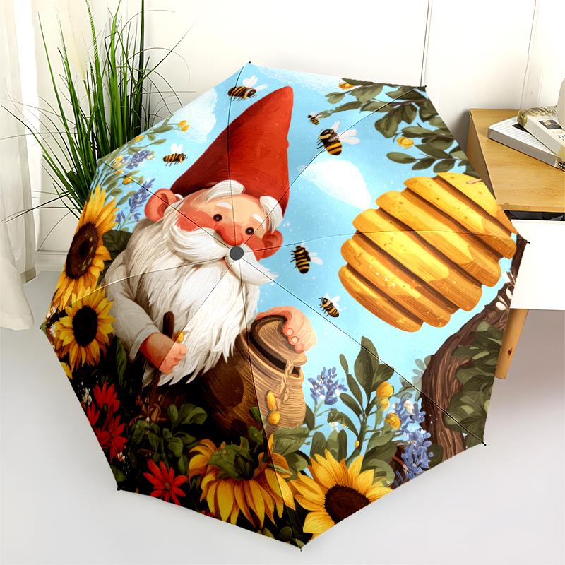 Sunflower pattern, automatic folding umbrella, portable and foldable design, 8 ribs, a Christmas or birthday gift.