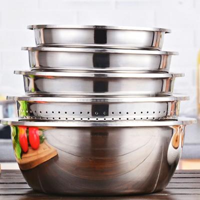 5-Piece Stainless Steel Stock Pot Round Thickened and DeepenedSoup Pot for KitchenSoup and NoodlesUse for Washing Vegetables and Draining Soup
