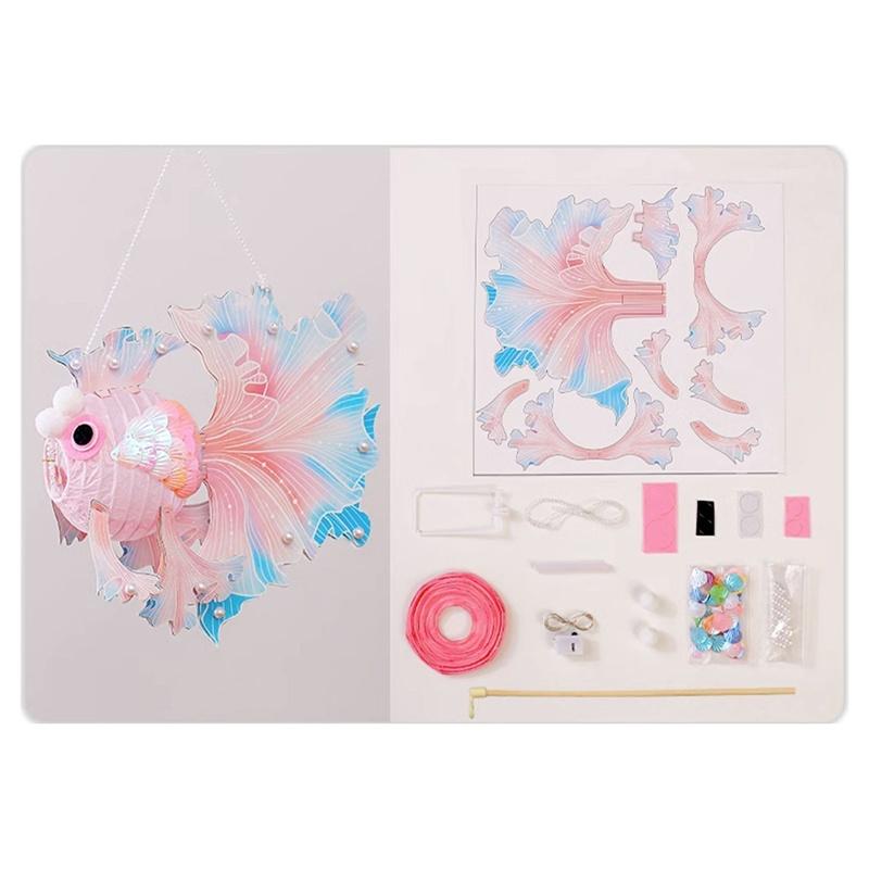 LED Light Chinese Mid-Autumn Festival Lantern Blessings Handmade Fish Glow Handheld Lantern Portable Glowing Carp Fish Lantern