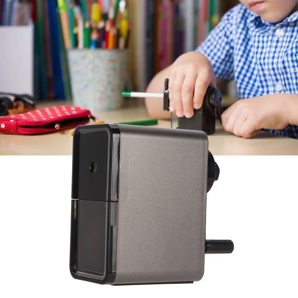 7 Adjustable Thickness Settings Sketch Pencil Sharpener Black Wide Application Hand Crank Pencil Sharpener Durable Construction