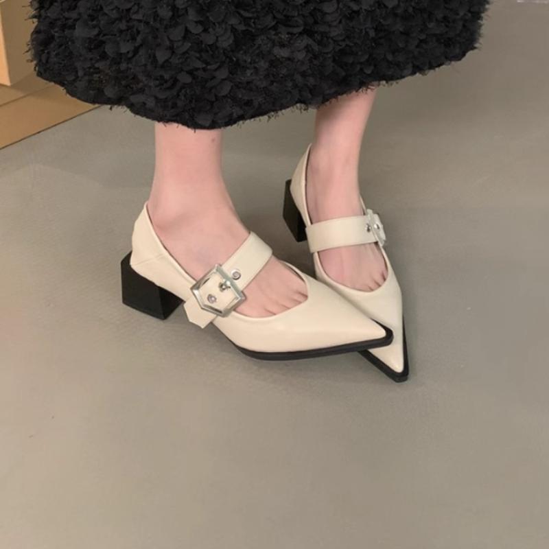 Women's Sandals New Ballet Flats Woman Pointed Rivet Single Shoes Shallow Sandals Female Thick Sole Mary Janes Zapatos De Mujer