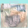 Summer Ice Silk Women's Underwear With Bow Accent Mid-rise Breathable Lace Trim