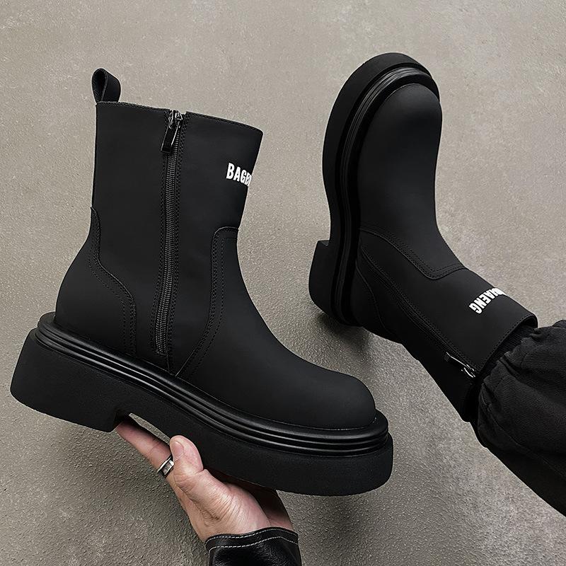 

Cigarette boots women s autumn and winter new leather platform short boots fashion versatile boots 35