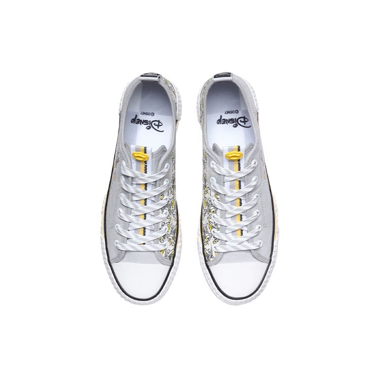 Li Ning Disney X Breathable Non-Slip Shock Absorbing Low-Top Skate Shoes Unisex Sneakers Gray White AGCR177-3