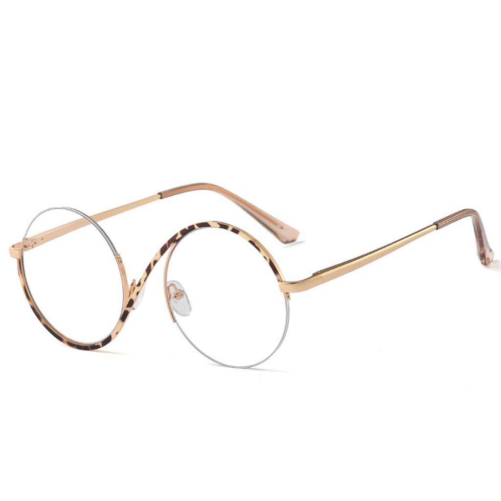PC Metal Half Frame Anti Blue Light Glasses for Women Comfortable Optical Flat Mirror Compatible with Myopia Glasses