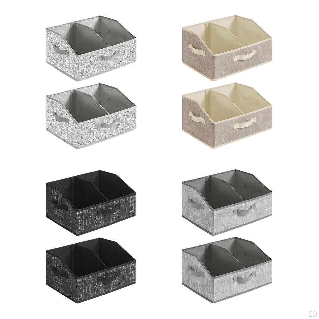 2 Collapsible Storage Bins, Essential for Closet Organization, Space Saving Divided Basket