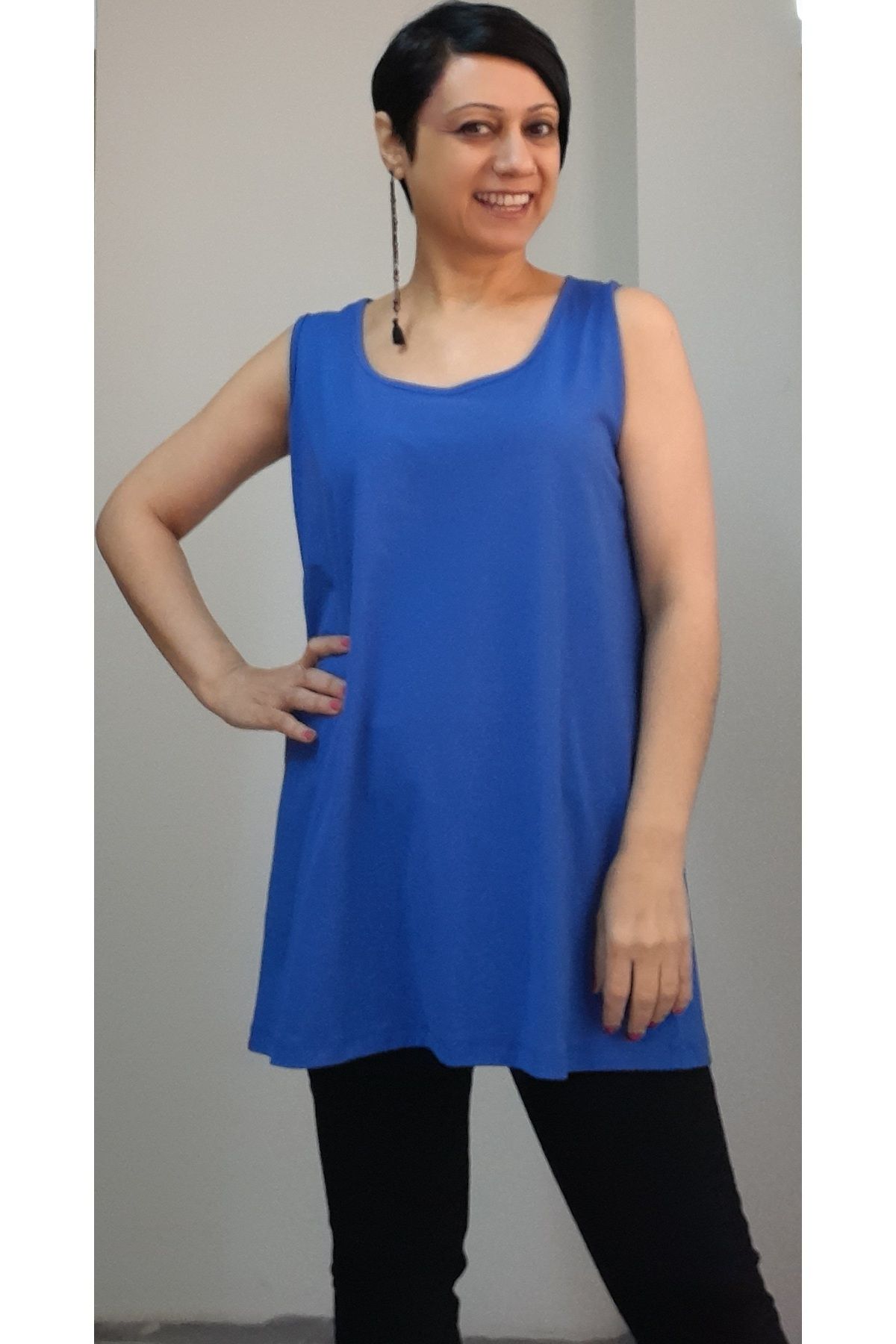 

Women s Style Big Size T-Shirt Civit Blue Thick Strap Combed Cotton T-Shirt 2XL/3XL