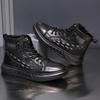 Fashion Golden Sapling Cowhide Snow Boots Men 2025 Fashion Leisure Flats Platform Man Short Booties Outdoor Casual Genuine Leather Shoes