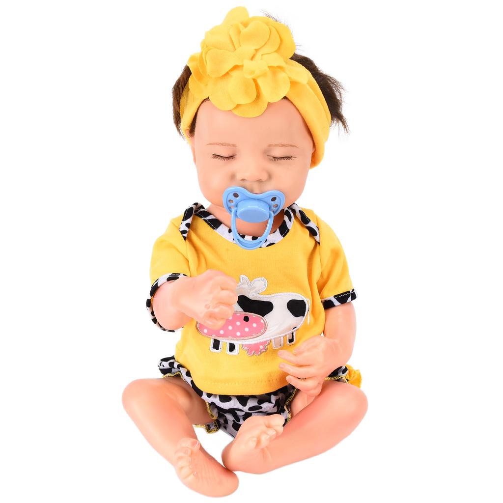 Reborn Säuglingspuppe 18 Zoll Lieblich Lebensecht Neugeborenes Baby Puppe mit Haarband Kinderspielzeug Geschenk