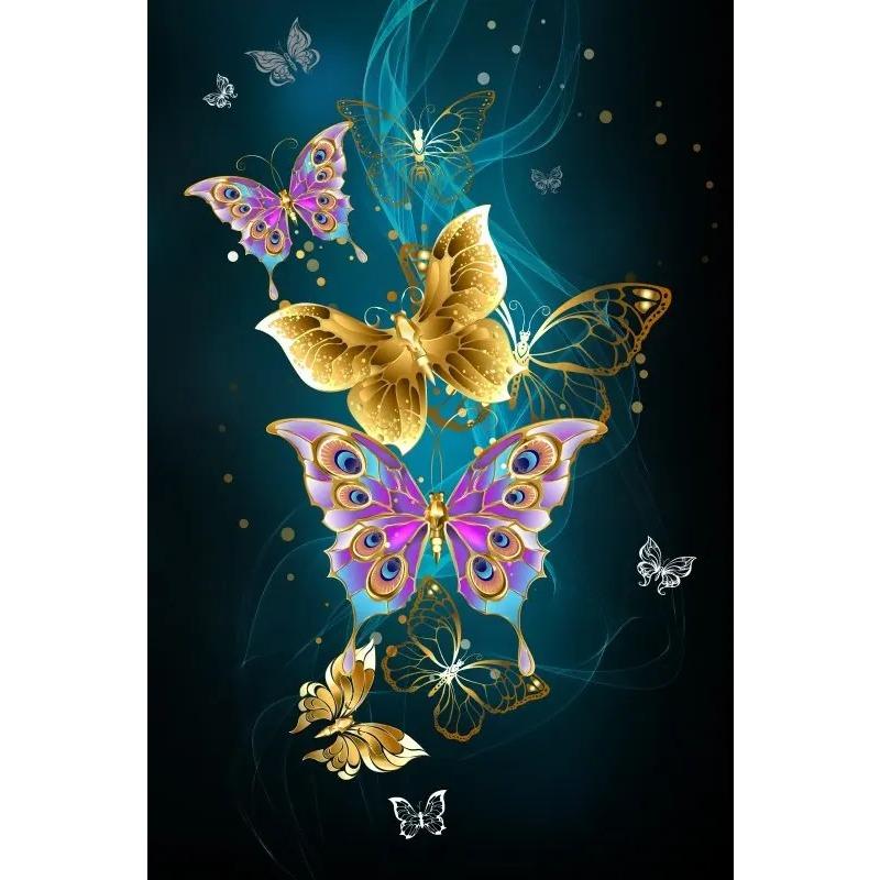 Gold Blue Butterfly Canvas Paintings Black Wall Art Prints Luxury Living Room Decorative Posters For Living Room Wall Decor Art