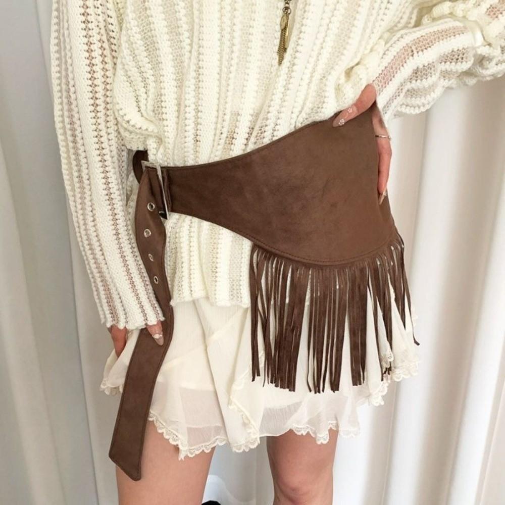 Cowboy-Stil Quasten-Hüftgürtel Fransen Dreieck Po-Vorhang Elegante Miniröcke Kleid Gürtel