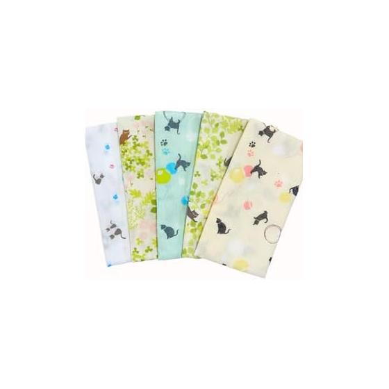 Japanese Tenugui Gauze Towel - 100% Cotton, Made in Japan, Fray-Resistant, Cat Pattern, 32cm x 88cm, Quick-Drying, Thick, Double Layer