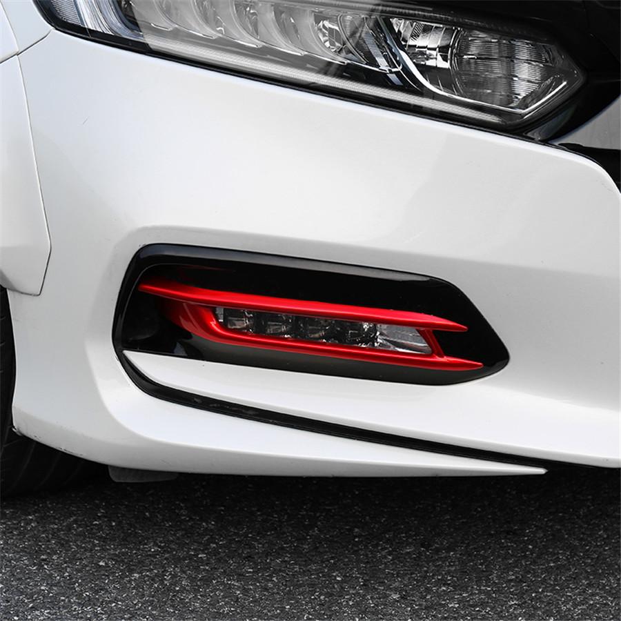 2Pcs Red ABS Front Bumper Fog Lamp Light Cover Trim For Honda Accord 2018-2020