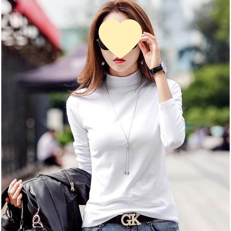 Spring Autumn 2025 Women's Modal Semi-High Neck Long Sleeve Solid Color Plus Size T-shirt - Versatile and Fashionable New Style