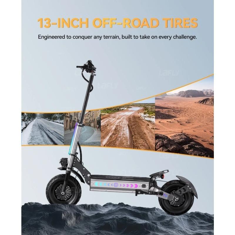 OOTD T90 E-Scooter Peak Power 3000W*2 Motor 60V31.2ah Off-road Electric Scooter 13 Inch Tire All Terrain NFC Features EScooters