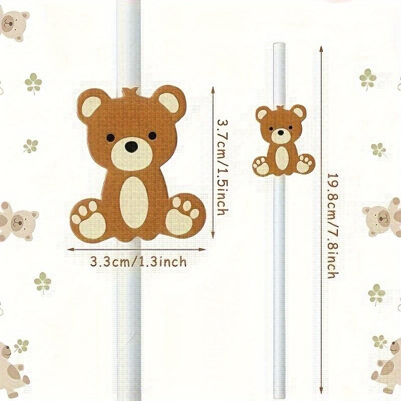 10-Pack Bear Decorative Paper Straws, Disposable Drinking Straws for Birthday Party, Festival Celebrations, Beverage Decoration