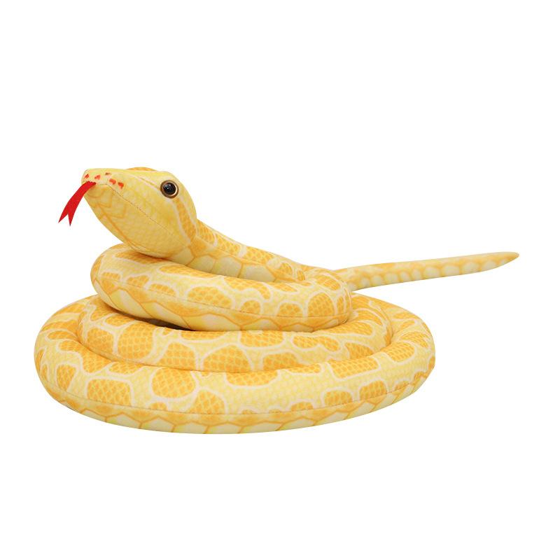 Large Simulation Golden Python Doll Plush Toy Zodiac Snake Big Python Doll Tricky Spoof Doll