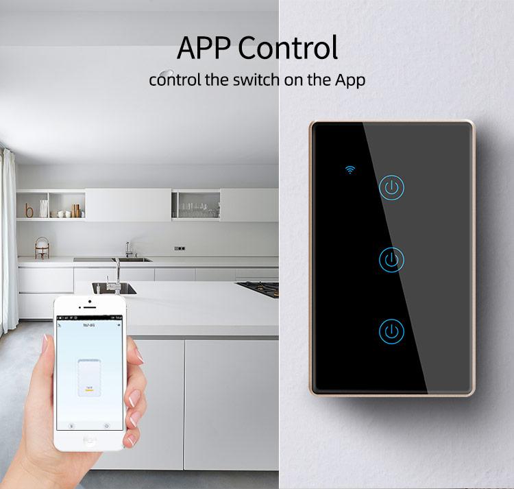 2023 New Arriving Touch Wall Switch Tuya Smart Home Wall Switch US & EU Standard 1/2/3/4 Gang Wall Switch with Metal Bezel