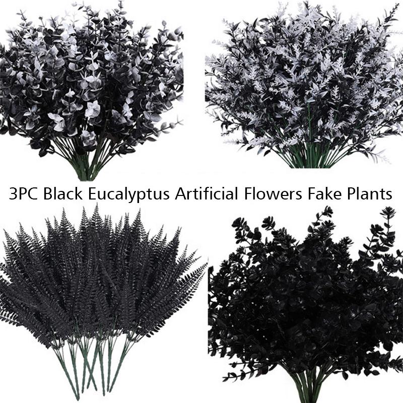 3PC Black Home Decorations Fake Plants Halloween Decor Artificial Leaves Atmosphere Multiple Options Available