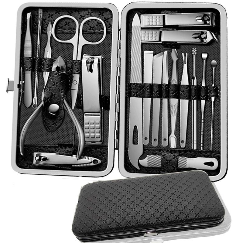 19PCS Manicure Set Pedicure Nail Scissors Tool Nail Clipper Set Stainless Steel Manicure Cutter Trimmer Ear Spoon Nail Clipper