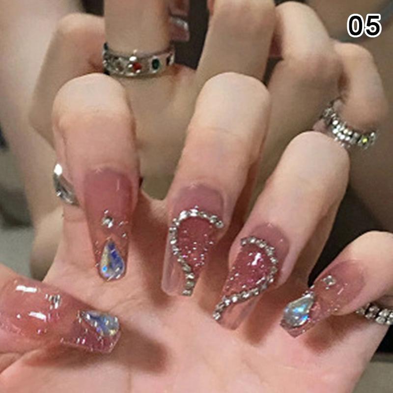24Pcs Simple Fake Nail With Jelly Glue Butterfly Design Pink White Gradient French Press On False Nails Full Cover Nail Tips