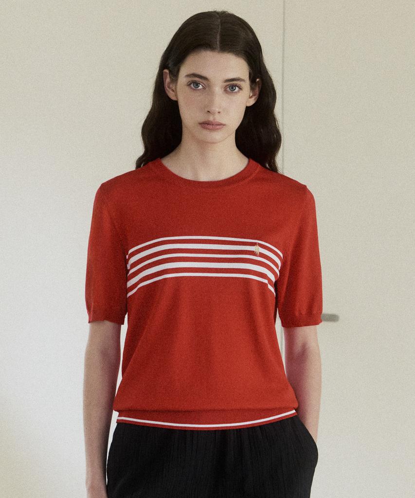 Santamillanopollokeulleob Smpc Short Sleeve Round Knit Red
