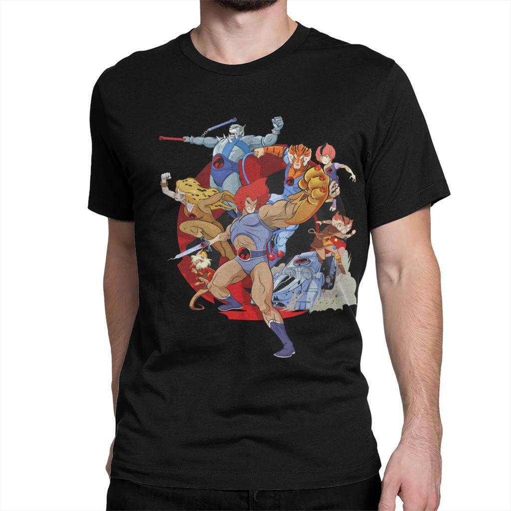 Men Womens Thundercats T Shirts Panthro Cheetara Tygra 80s Retro Cartoon Cotton Tops Round Collar Tees Birthday Gift TShirt