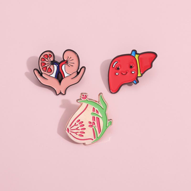 Alloy Brooch Decorative With Creative Organ Shape Unique Liver Heart And Lung Design For Every Enthusiast Fashion
